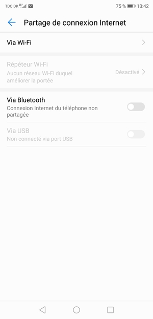 Sélectionnez Point d'accès Wi-Fi / Via Wi-Fi