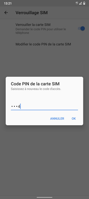 Veuillez confirmer votre nouveau code PIN de la carte SIM et sélectionner OK