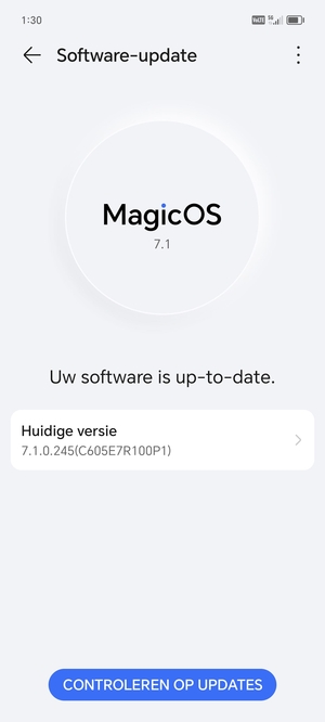 Als uw telefoon up-to-date is, zult u het volgende scherm zien