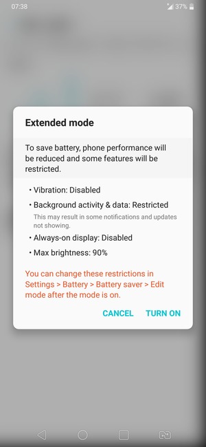 Select TURN ON