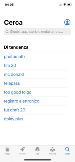 Seleziona la barra di ricerca