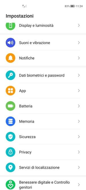 Scorri e seleziona Batteria