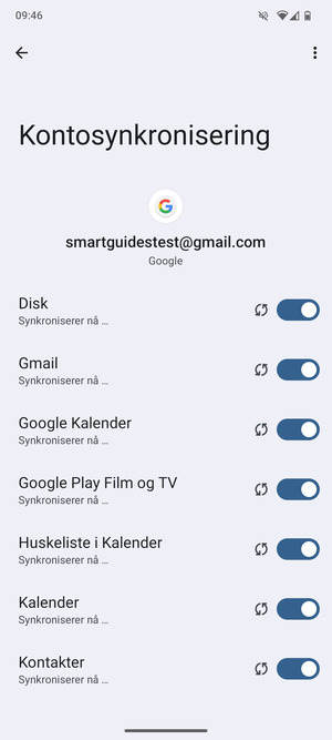 Din informasjon blir synkronisert