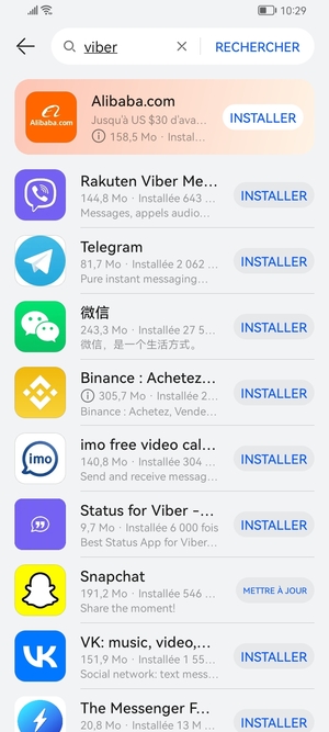 Sélectionnez l'appli