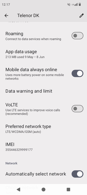 To change network if network problems occur, turn off Automatically select network