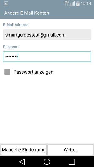 Geben Sie Ihre Gmail oder Hotmail Adresse und Ihr Passwort ein. Wählen Sie Weiter