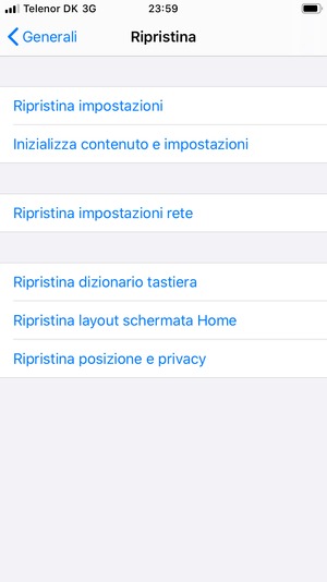 Seleziona Inizializza contenuto e impostazioni