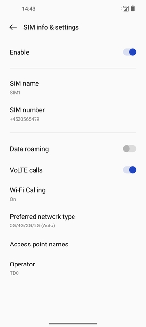 Select Preferred network type