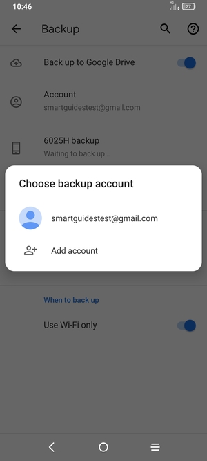Select your backup account