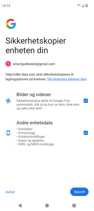 Velg ønsket alternativ og velg Bekreft