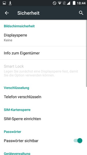 Wählen Sie SIM-Sperre einrichten
