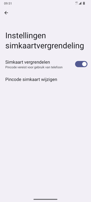 Selecteer  Pincode simkaart wijzigen