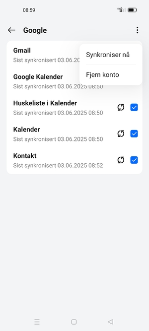 Velg Synkroniser nå