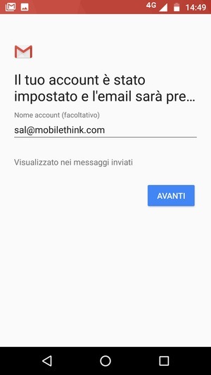 Scegli un nome per il tuo account e seleziona AVANTI