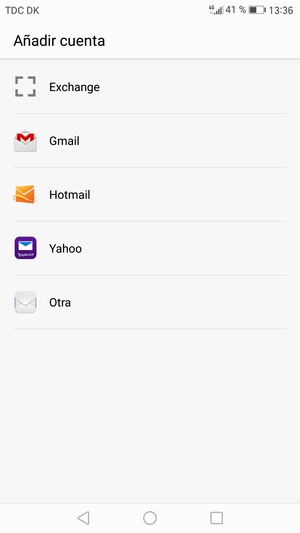 Seleccione Gmail o Hotmail