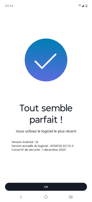 Si votre téléphone est à jour, sélectionnez OK