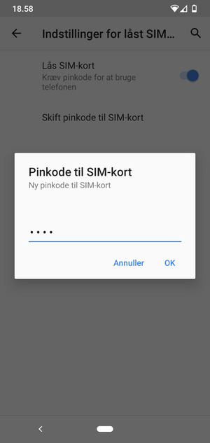 Indtast din Ny pinkode til SIM-kort og vælg OK