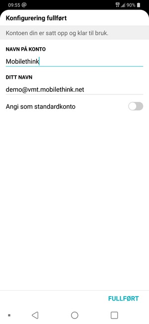 Gi kontoen din et navn, og skriv inn navnet ditt. Velg FULLFØRT