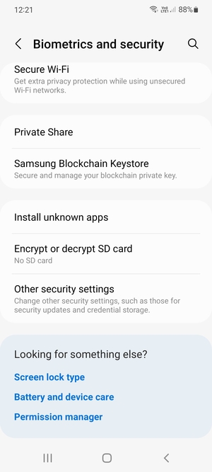 Scroll to and select Other security settings