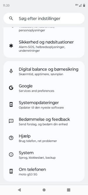 Scroll til og vælg Systemopdateringer