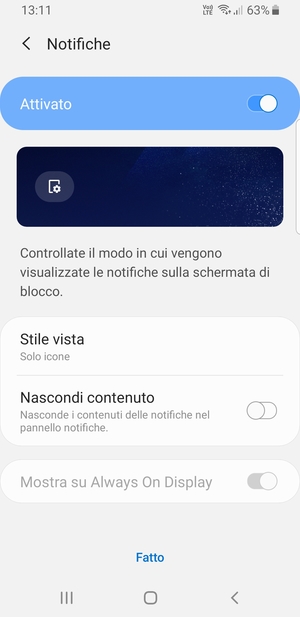Seleziona le opzioni preferita e poi Fatto