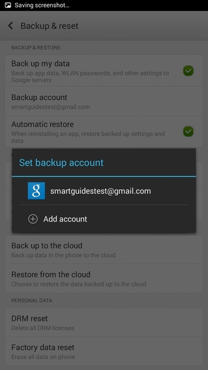 Select your backup account