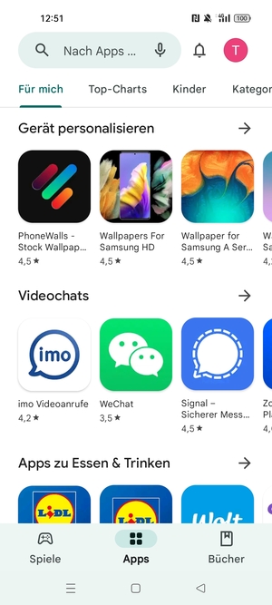 Wählen Sie die Suchleiste