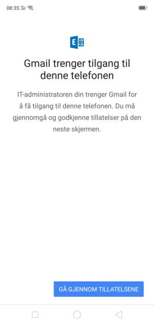 Velg GÅ GJENNOM TILLATELSENE