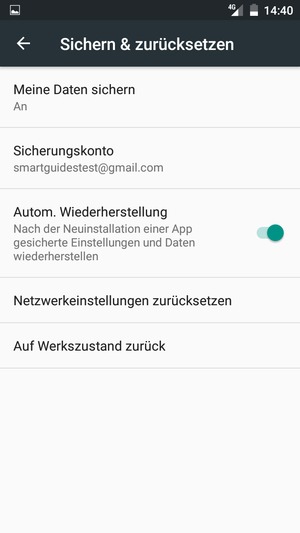 Wählen Sie Sicherungskonto
