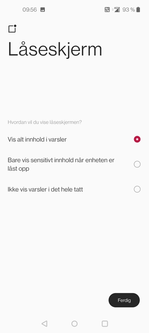 Velg ønsket alternativ og velg Ferdig