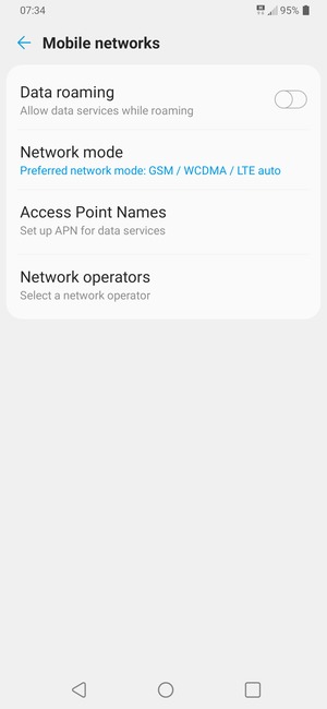 To change network if network problems occur,  select Network operators