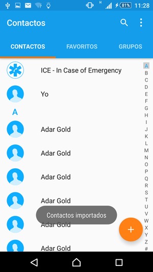 Sus contactos se guardarán en su cuenta de Google y se guardarán en su teléfono la próxima vez que Google sea sincronizado.