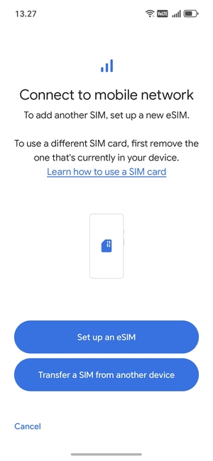 Select Set up an eSIM