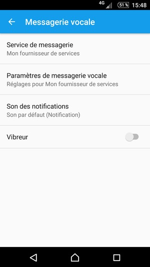 Sélectionnez Paramètres de messagerie vocale