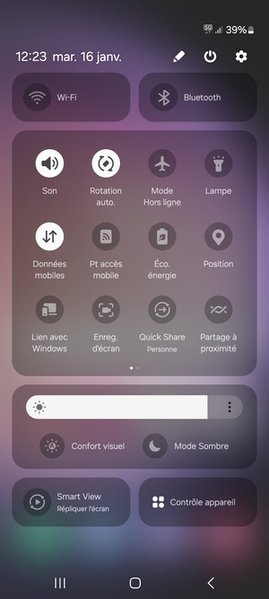 Sélectionnez le bouton du Menu