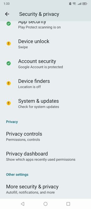 To change the PIN for the SIM card, go to the Security & privacy menu and select More security & privacy