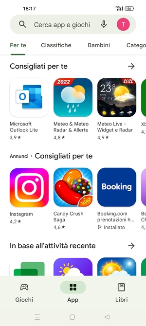 Seleziona la barra di ricerca