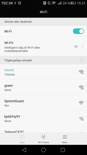 Du er nu tilsluttet Wi-Fi netværket