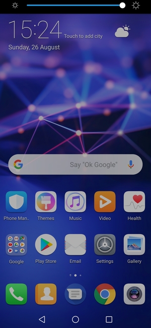 Slide down the top menu