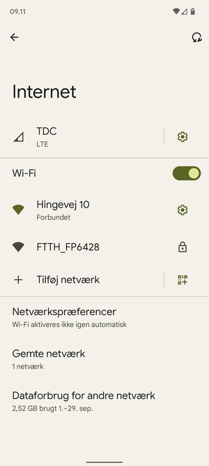 Du er nu tilsluttet Wi-Fi netværket