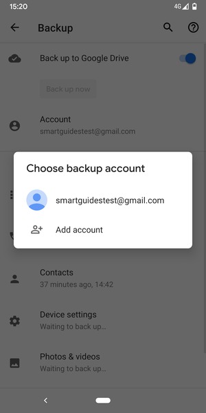 Select your backup account