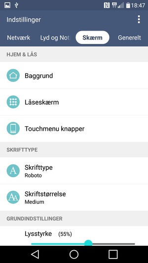 Vælg Skærm og Låseskærm