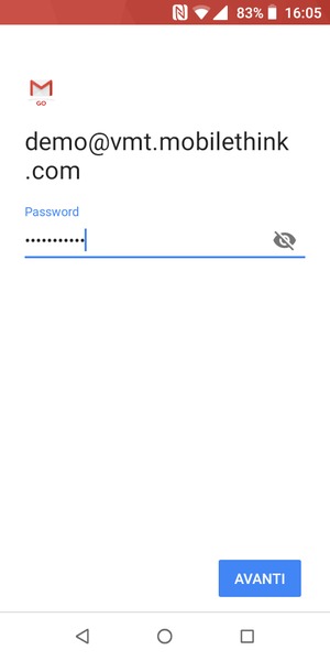 Inserisci la tua password e seleziona AVANTI