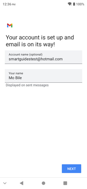 Give your account a name and enter your name. Select NEXT