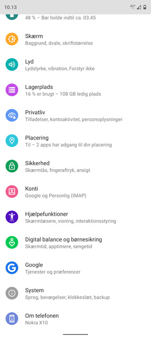 Scroll til og vælg Sikkerhed