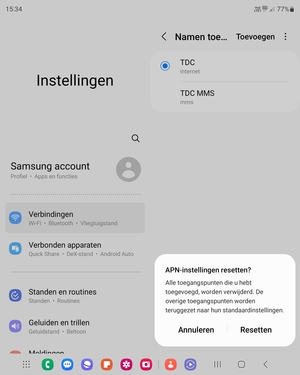 Selecteer Resetten