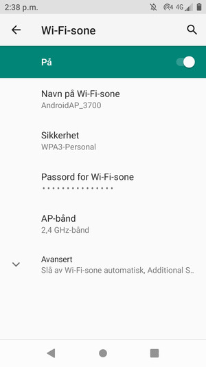 Telefonen din er konfigurert for bruk som et modem