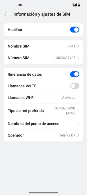 Activar o desactivar Itinerancia de datos