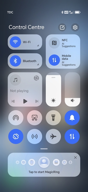 Slide down the top menu again