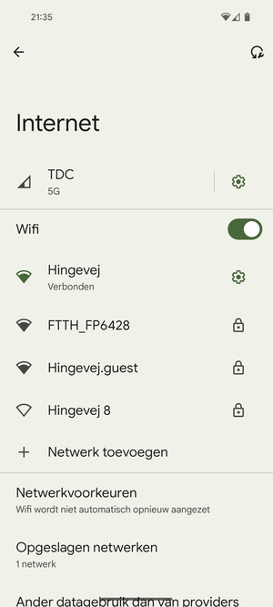 U bent nu verbonden met het WiFi-netwerk